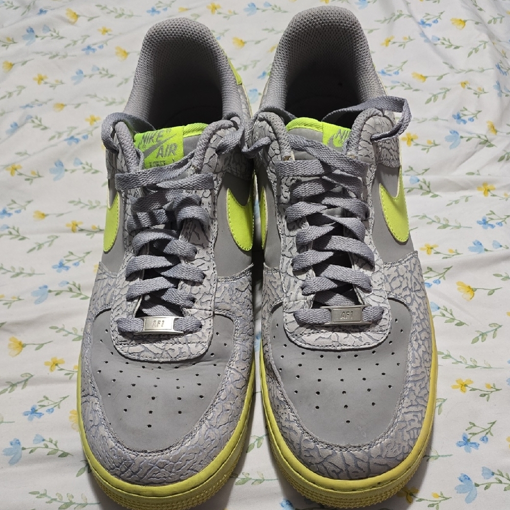 Nike Air Force 1 Gray with Neon Yellow Accents